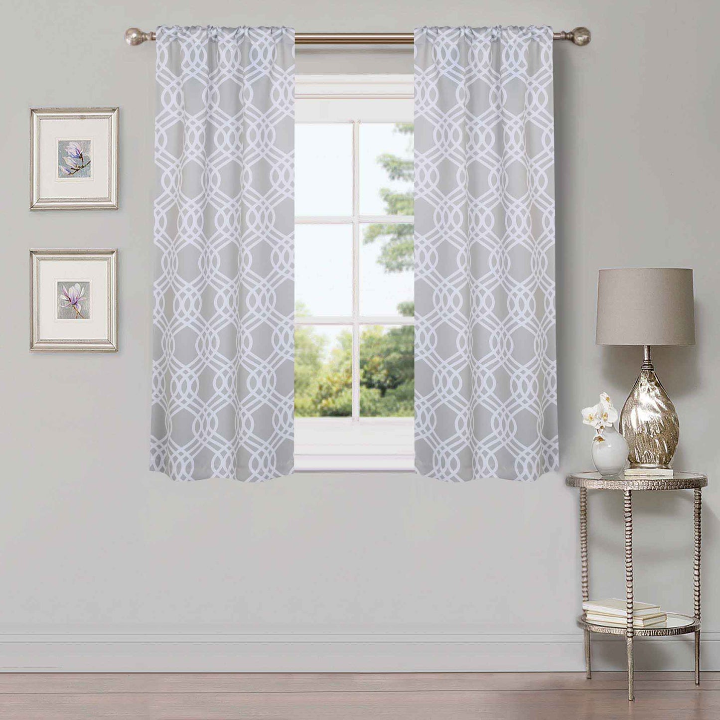 Ribbon Trellis Washable Room Darkening Blackout Curtains. Set of 2