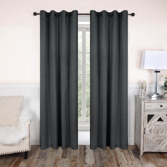 Rod Pocket Room Darkening Solid Blackout Curtains. Set of 2