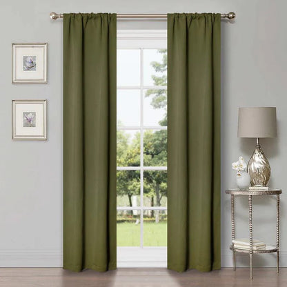 Rod Pocket Room Darkening Solid Blackout Curtains. Set of 2