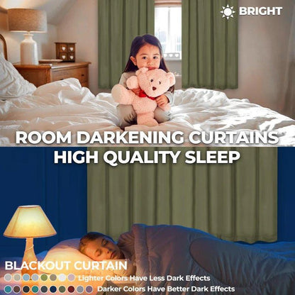 Rod Pocket Room Darkening Solid Blackout Curtains. Set of 2