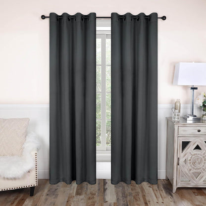 Rod Pocket Room Darkening Solid Blackout Curtains. Set of 2