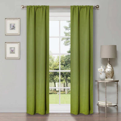Rod Pocket Room Darkening Solid Blackout Curtains. Set of 2