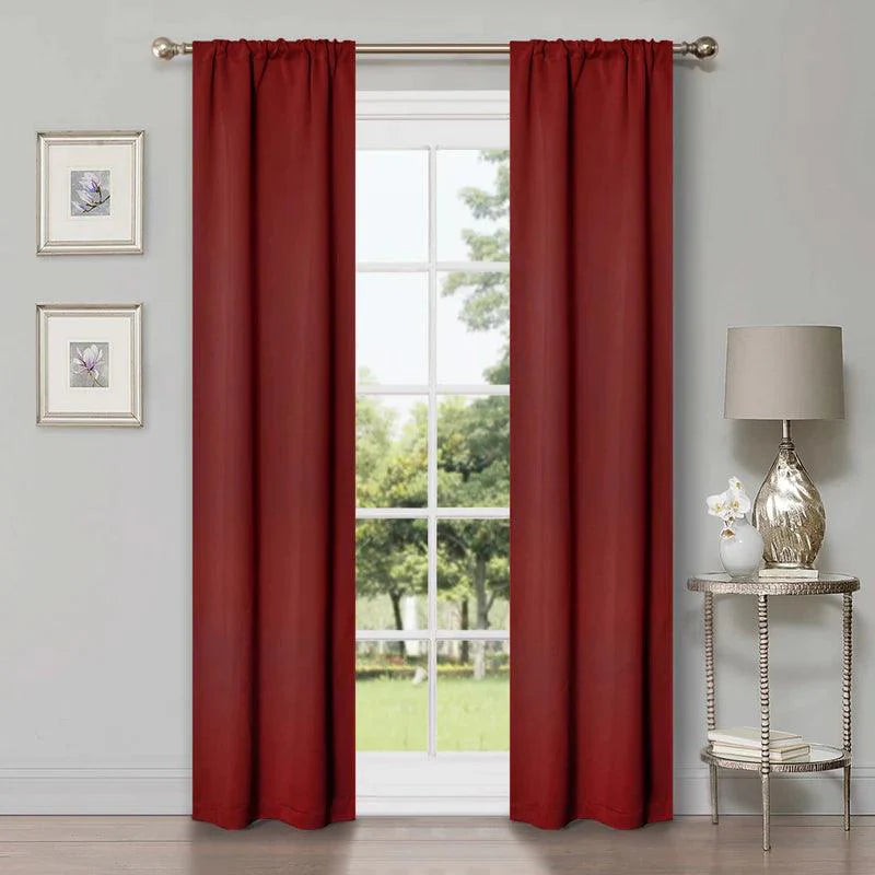 Rod Pocket Room Darkening Solid Blackout Curtains. Set of 2