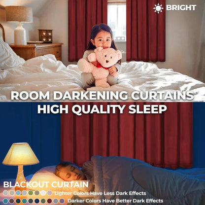 Rod Pocket Room Darkening Solid Blackout Curtains. Set of 2