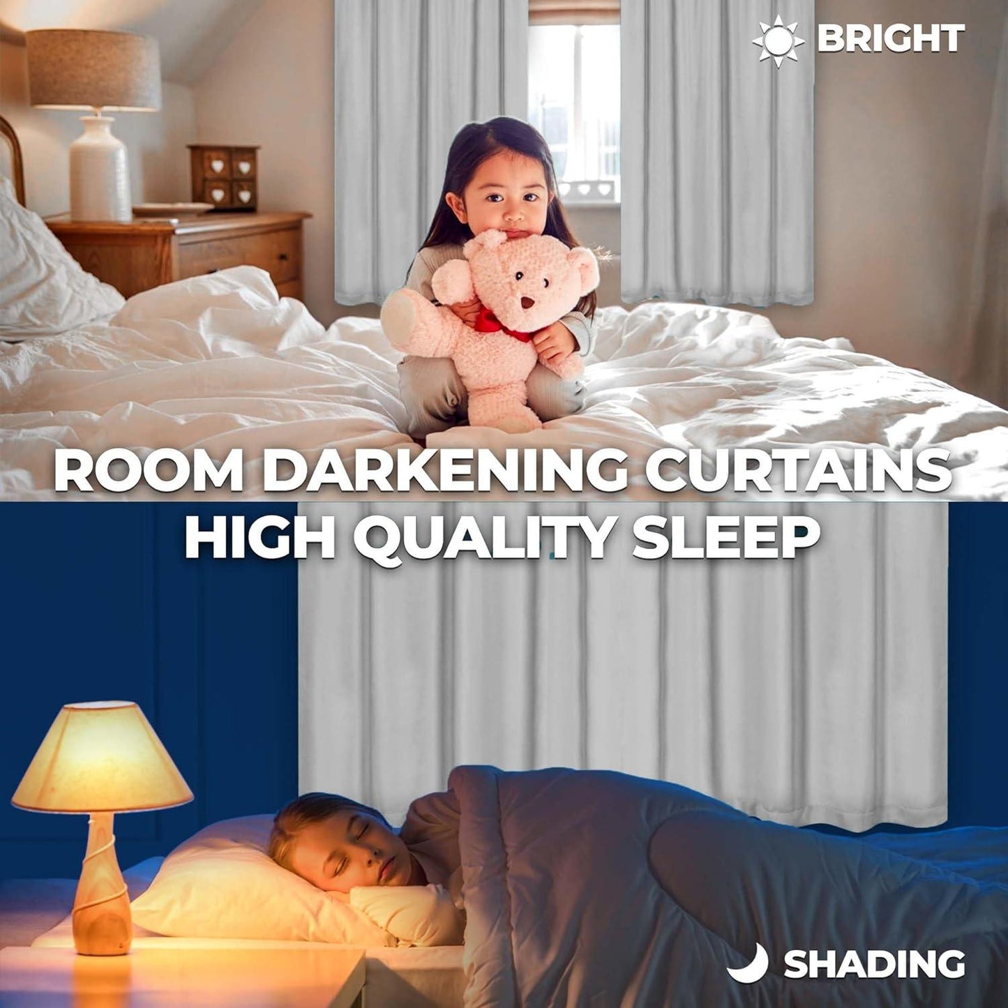 Rod Pocket Room Darkening Solid Blackout Curtains. Set of 2