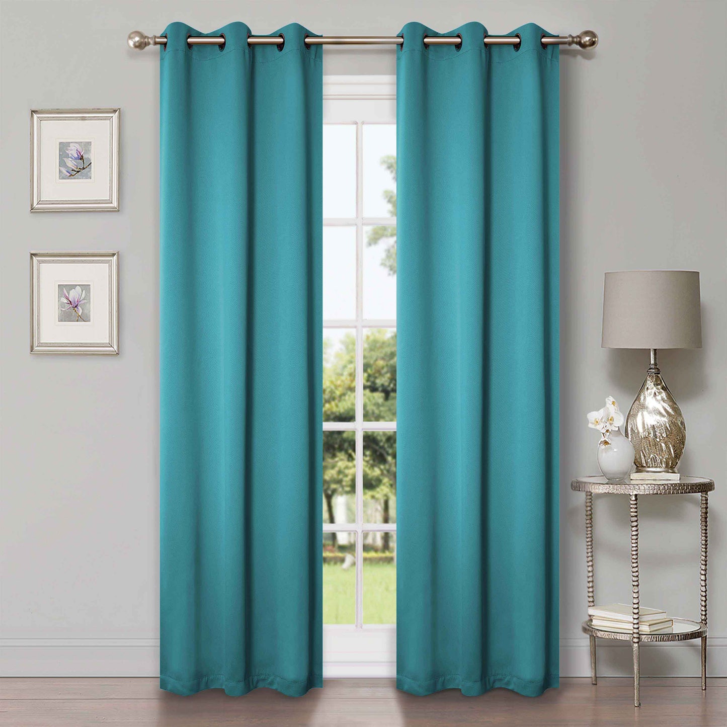 Rod Pocket Room Darkening Solid Blackout Curtains. Set of 2