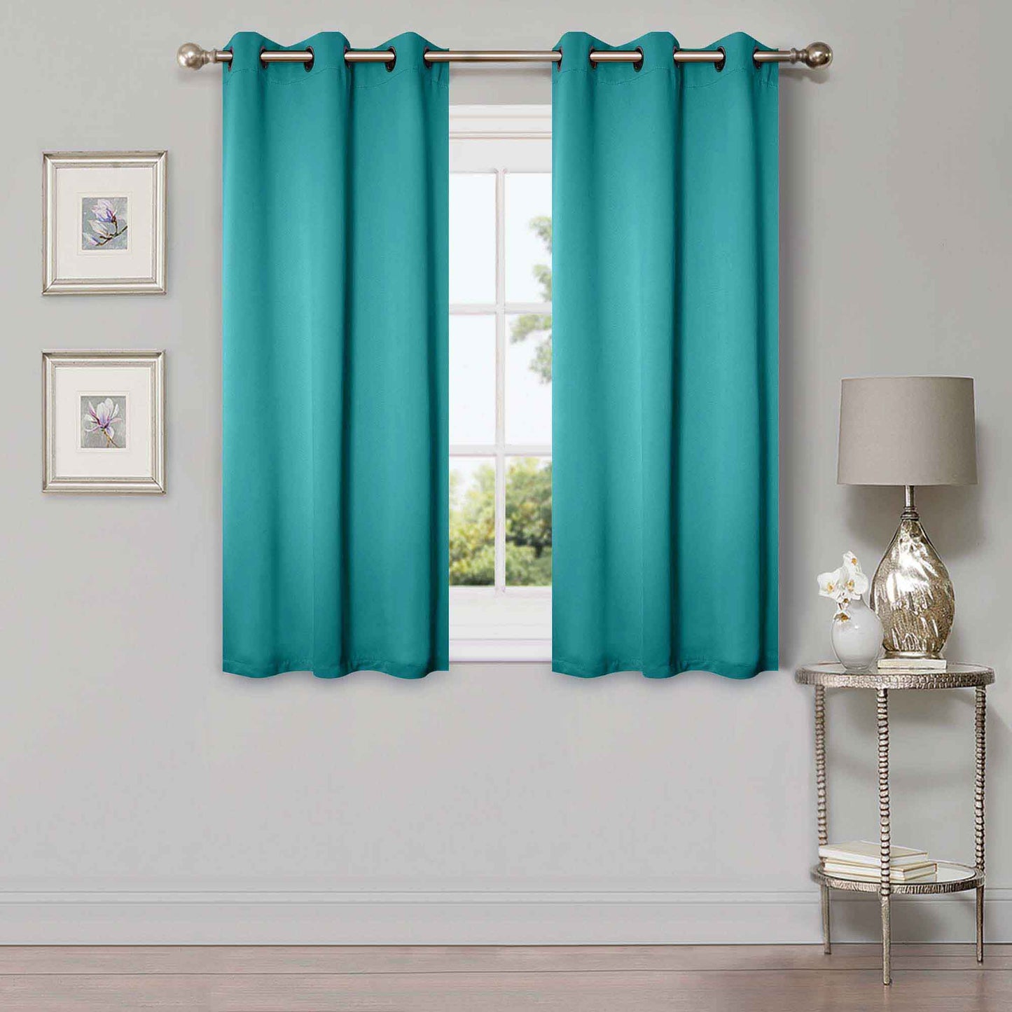 Rod Pocket Room Darkening Solid Blackout Curtains. Set of 2