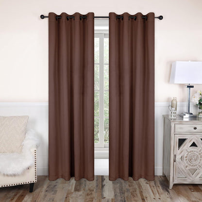 Rod Pocket Room Darkening Solid Blackout Curtains. Set of 2