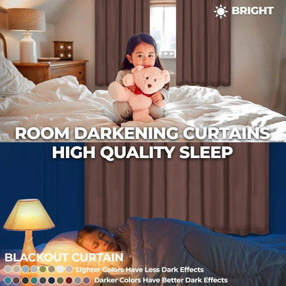 Rod Pocket Room Darkening Solid Blackout Curtains. Set of 2