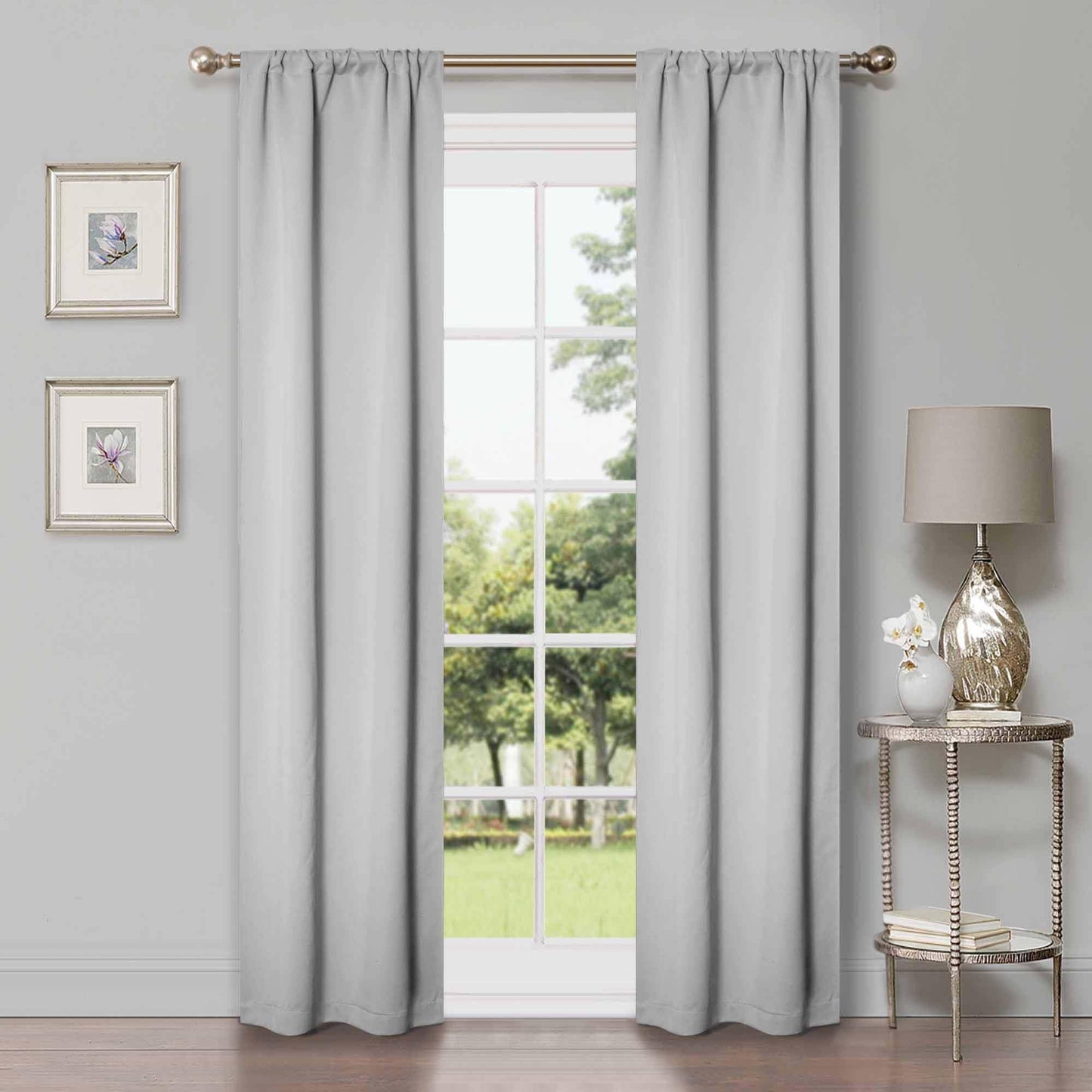 Solid Machine Washable Room Darkening Blackout Curtains. Set of 2