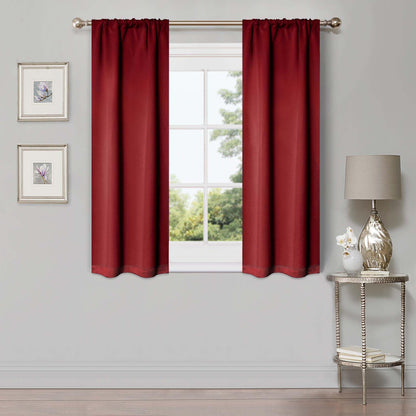 Solid Machine Washable Room Darkening Blackout Curtains. Set of 2