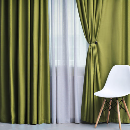 Solid Machine Washable Room Darkening Blackout Curtains. Set of 2