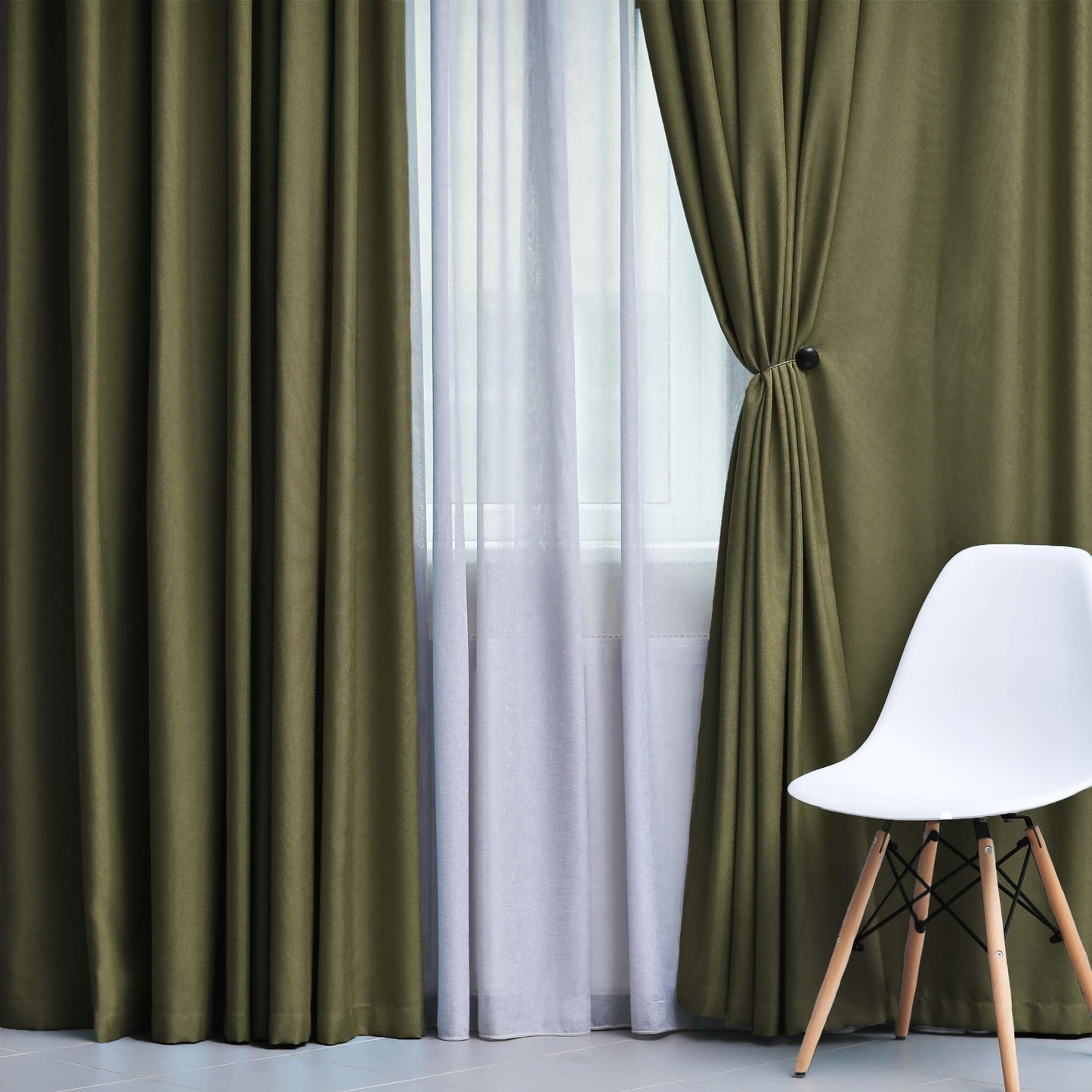 Solid Machine Washable Room Darkening Blackout Curtains. Set of 2