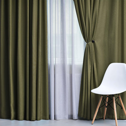 Solid Machine Washable Room Darkening Blackout Curtains. Set of 2