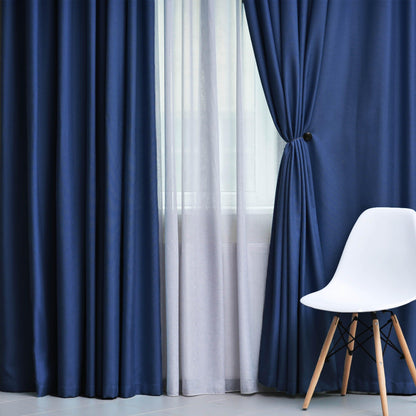 Solid Machine Washable Room Darkening Blackout Curtains. Set of 2