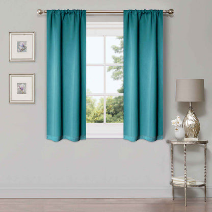 Solid Machine Washable Room Darkening Blackout Curtains. Set of 2