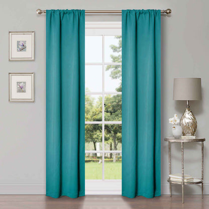 Solid Machine Washable Room Darkening Blackout Curtains. Set of 2