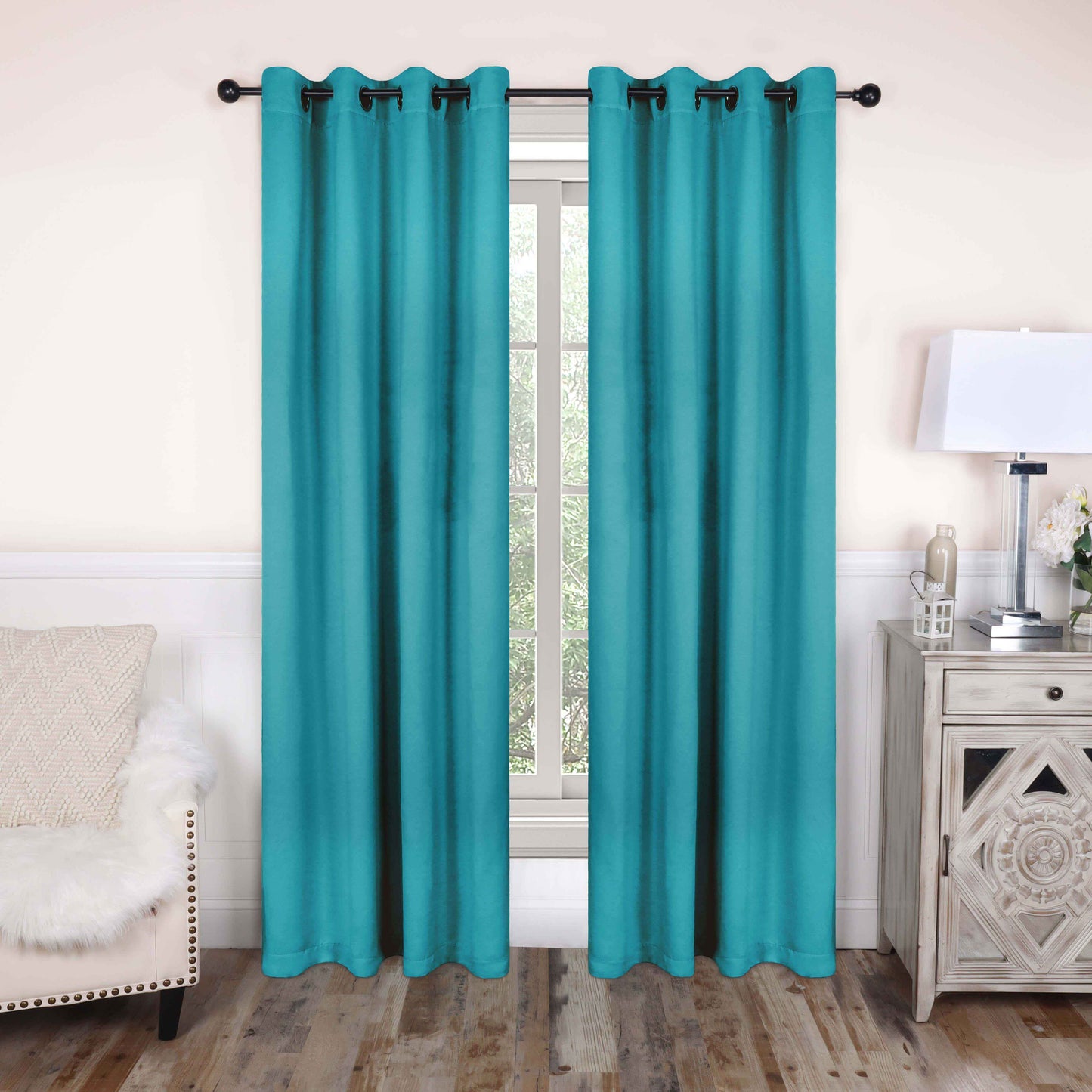 Solid Machine Washable Room Darkening Blackout Curtains. Set of 2