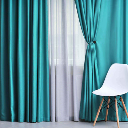 Solid Machine Washable Room Darkening Blackout Curtains. Set of 2
