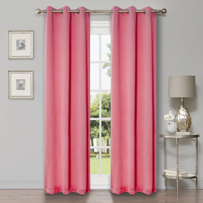 Solid Machine Washable Room Darkening Blackout Curtains. Set of 2