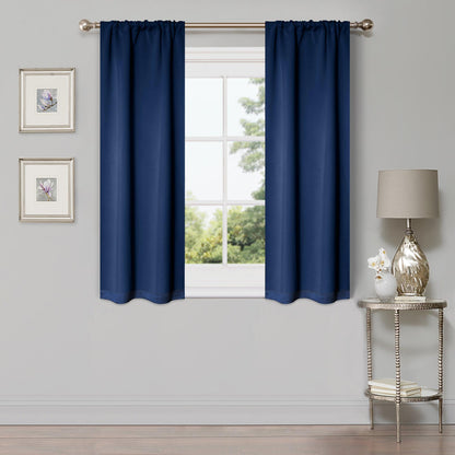 Solid Machine Washable Room Darkening Blackout Curtains. Set of 2