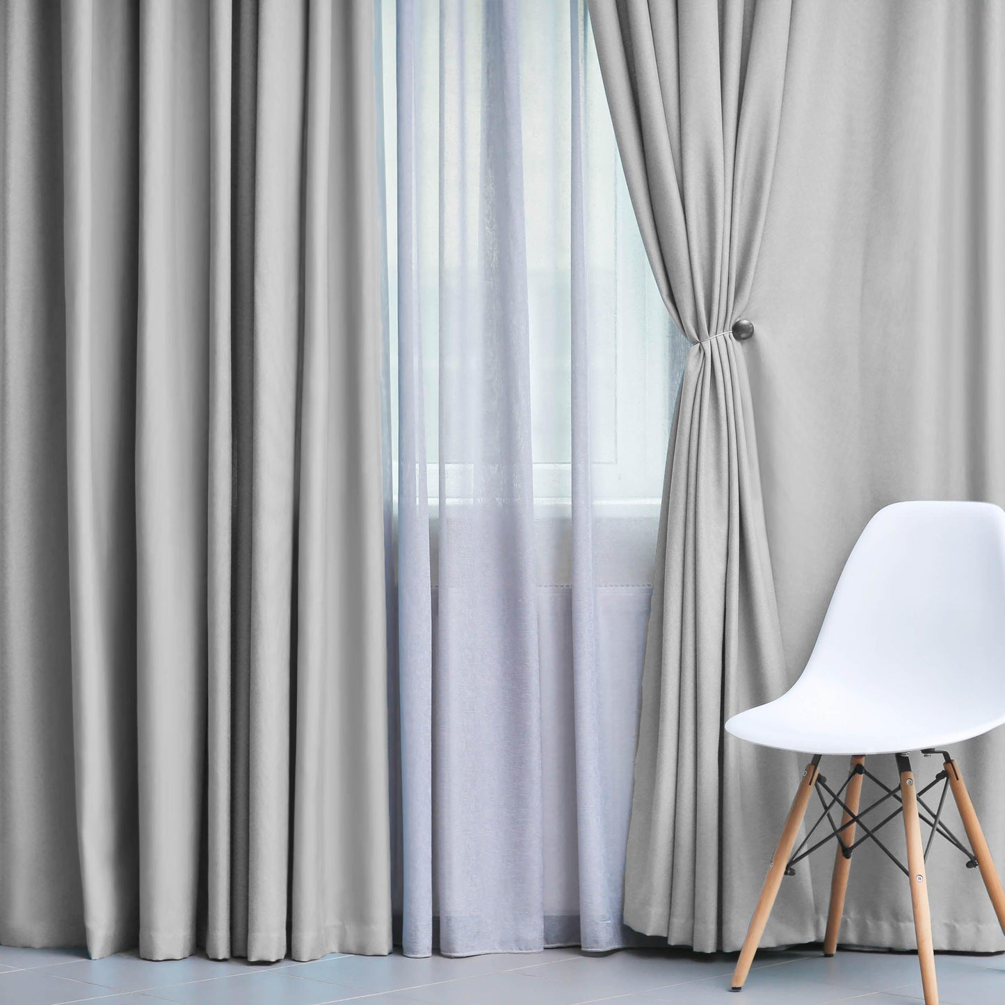 Solid Machine Washable Room Darkening Blackout Curtains. Set of 2