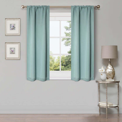 Solid Machine Washable Room Darkening Blackout Curtains. Set of 2