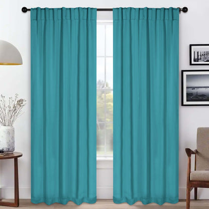 Solid Room Darkening Blackout Curtain Panels. Back Tabs. Set of 2