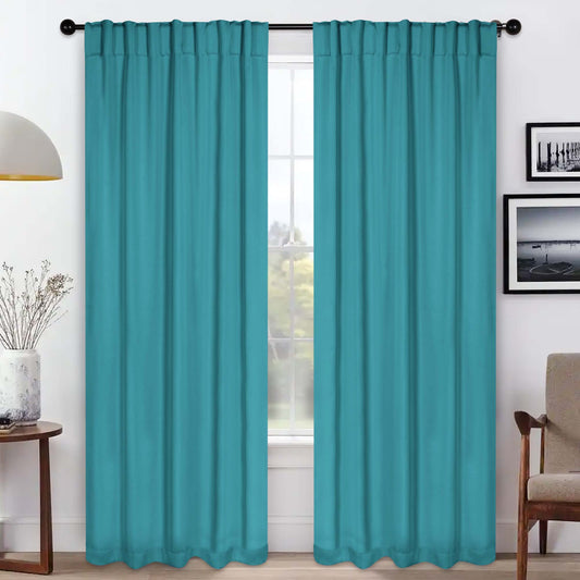 Solid Room Darkening Blackout Curtain Panels. Back Tabs. Set of 2