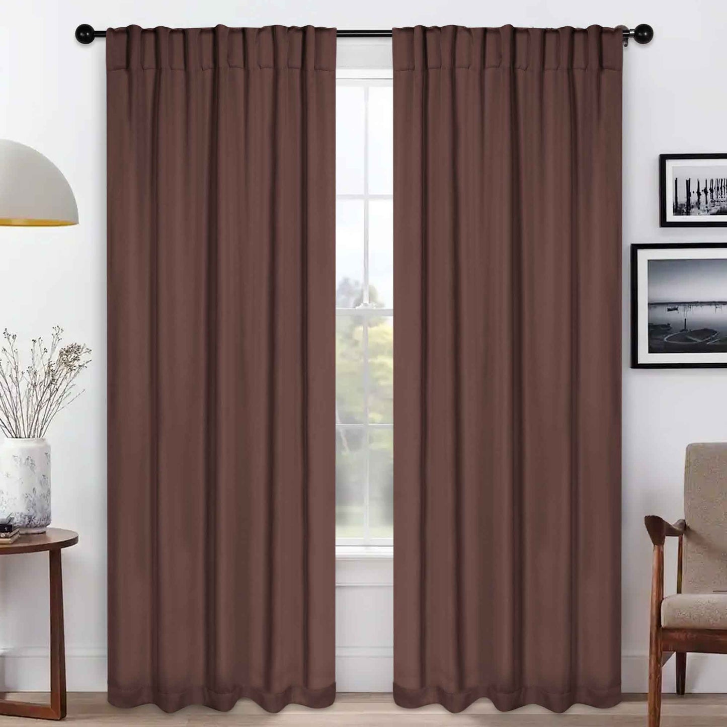 Solid Room Darkening Blackout Curtain Panels. Back Tabs. Set of 2