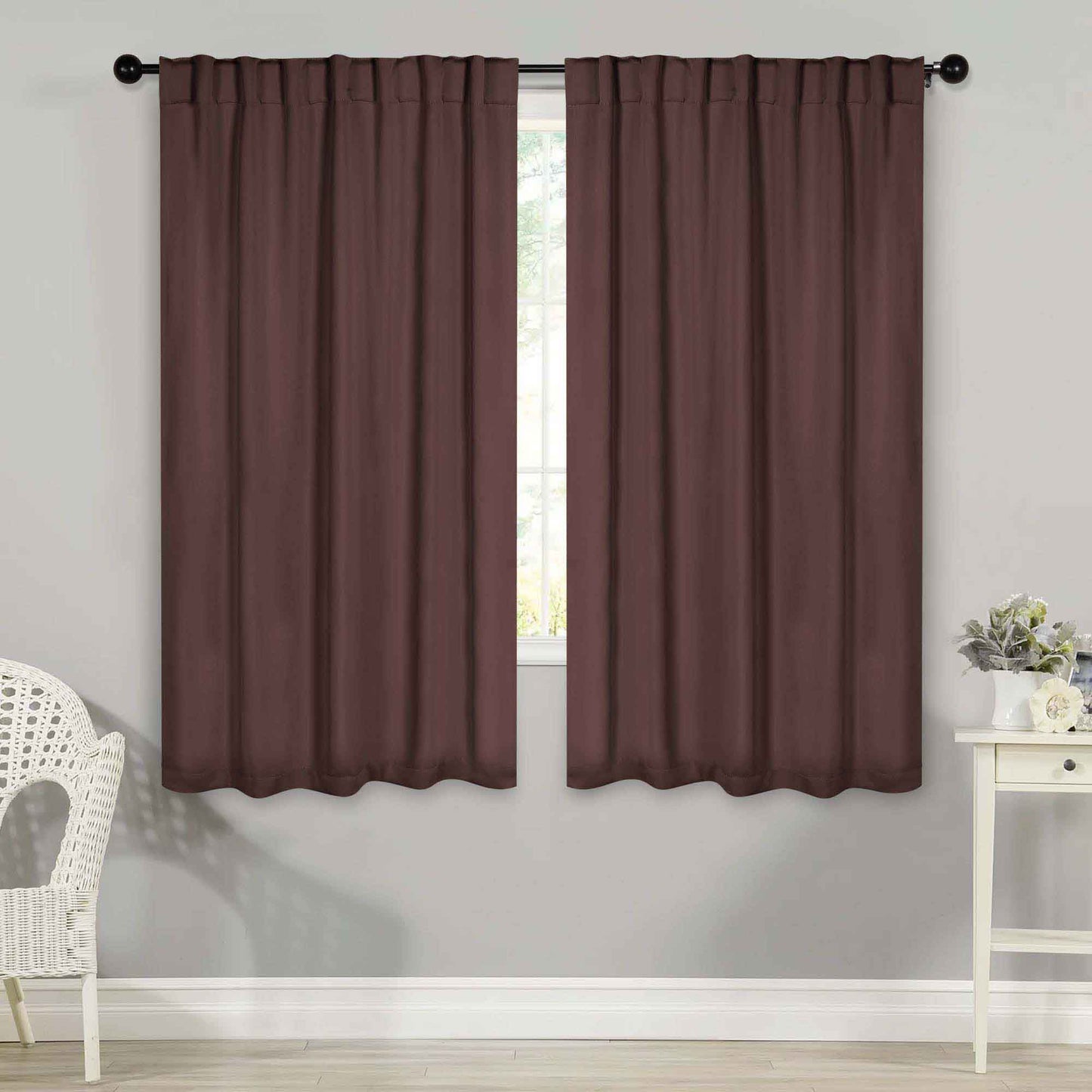 Solid Room Darkening Blackout Curtain Panels. Back Tabs. Set of 2