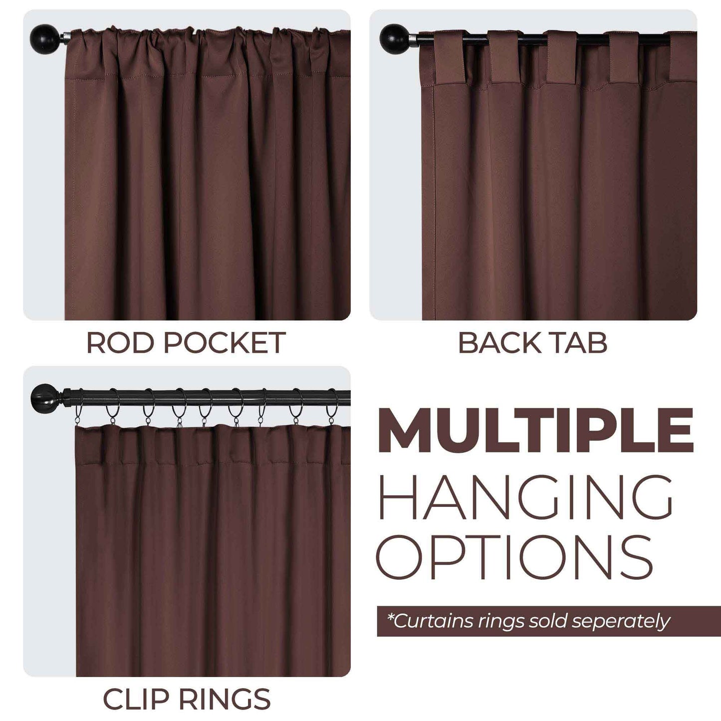 Solid Room Darkening Blackout Curtain Panels. Back Tabs. Set of 2