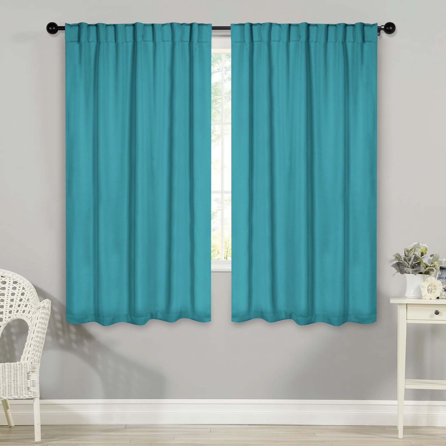 Solid Room Darkening Blackout Curtain Panels. Back Tabs. Set of 2