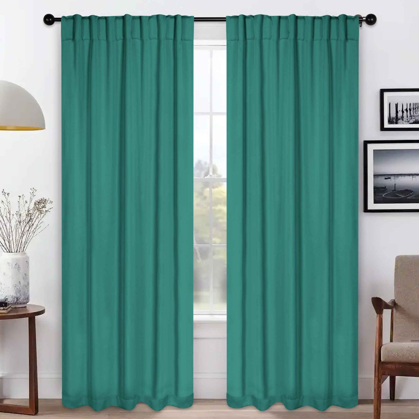 Solid Room Darkening Blackout Curtain Panels. Back Tabs. Set of 2