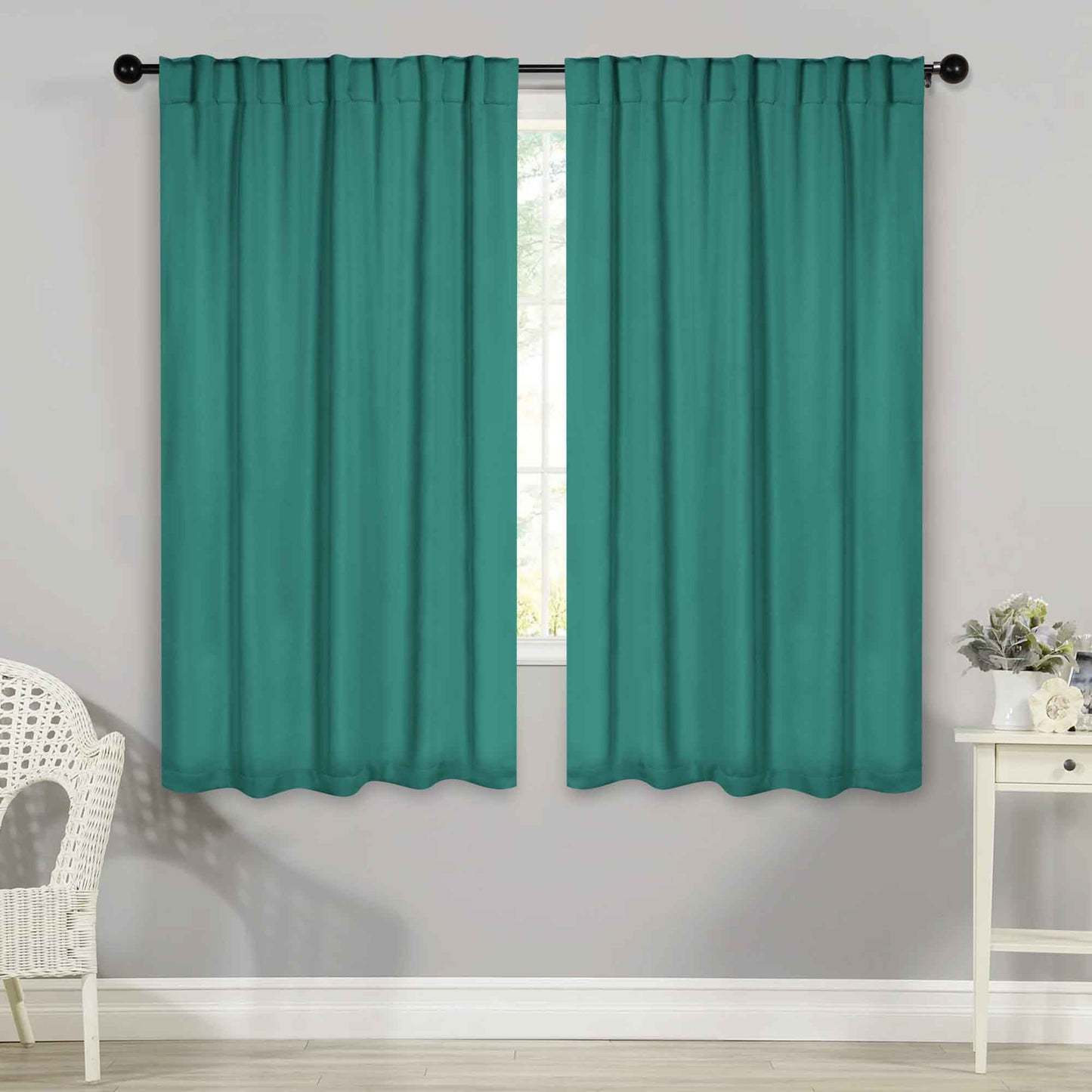 Solid Room Darkening Blackout Curtain Panels. Back Tabs. Set of 2