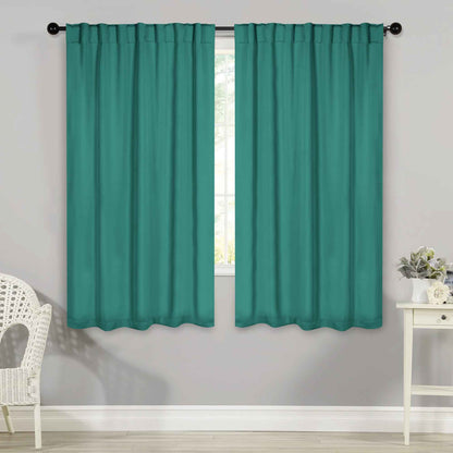 Solid Room Darkening Blackout Curtain Panels. Back Tabs. Set of 2
