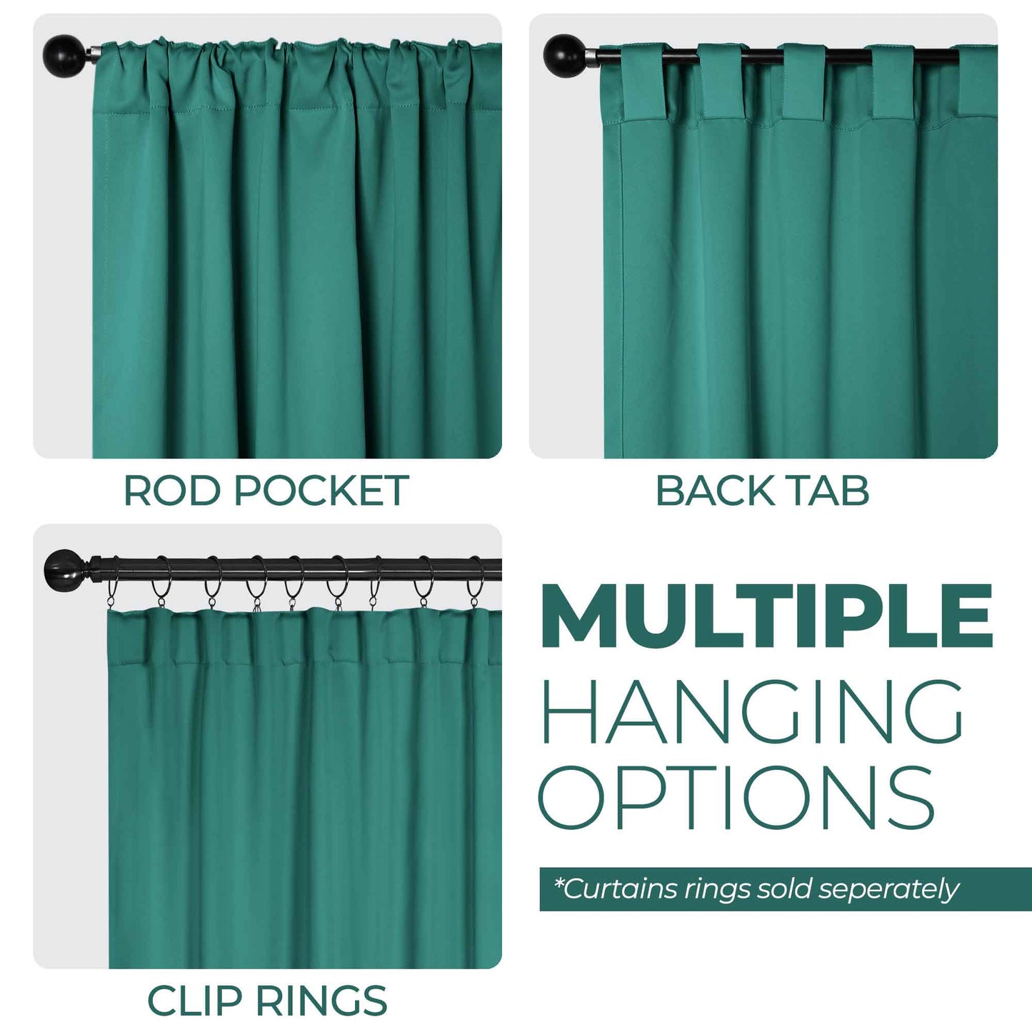 Solid Room Darkening Blackout Curtain Panels. Back Tabs. Set of 2