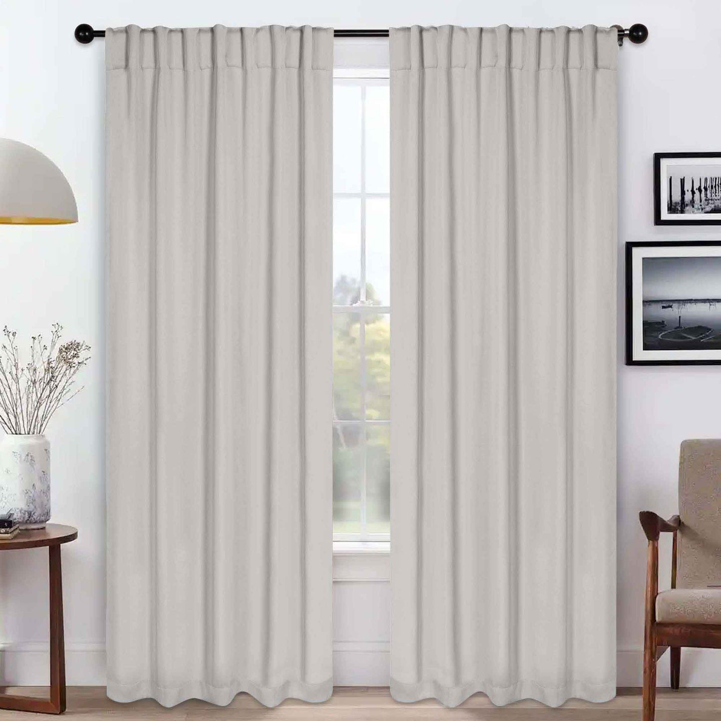 Solid Room Darkening Blackout Curtain Panels. Back Tabs. Set of 2