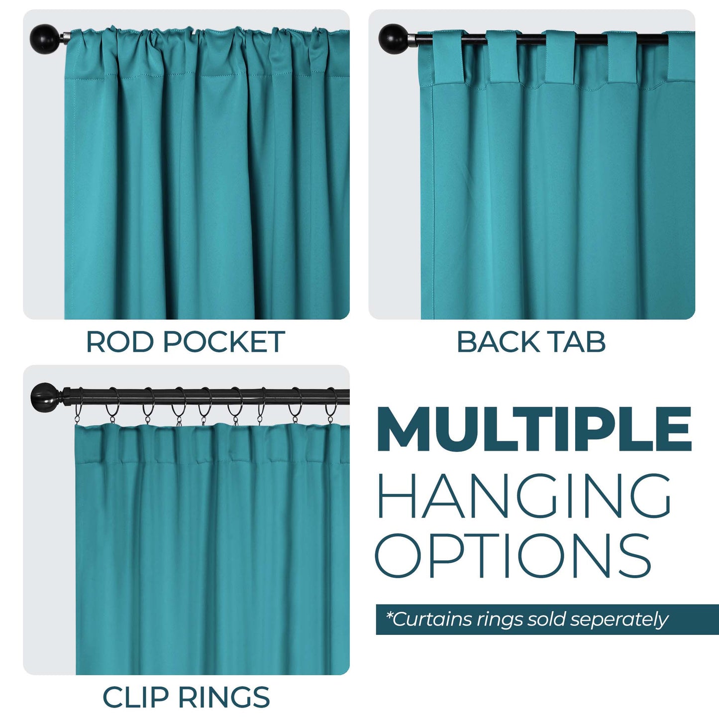 Solid Room Darkening Blackout Curtain Panels. Back Tabs. Set of 2