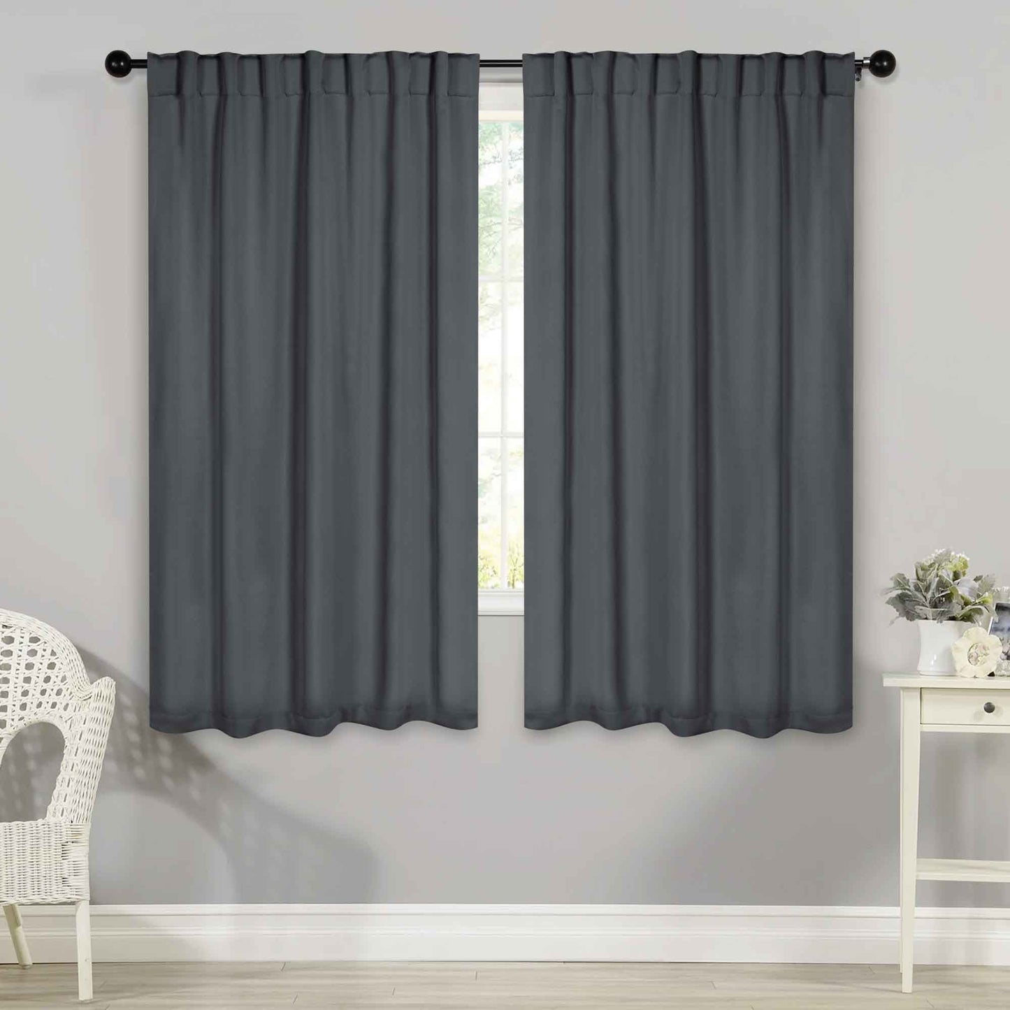 Solid Room Darkening Blackout Curtain Panels. Back Tabs. Set of 2