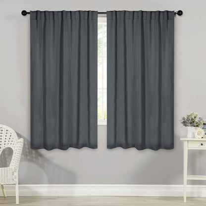Solid Room Darkening Blackout Curtain Panels. Back Tabs. Set of 2