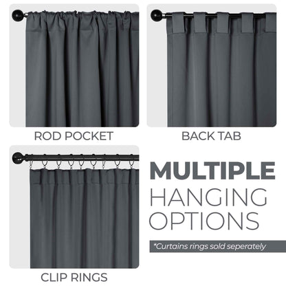Solid Room Darkening Blackout Curtain Panels. Back Tabs. Set of 2