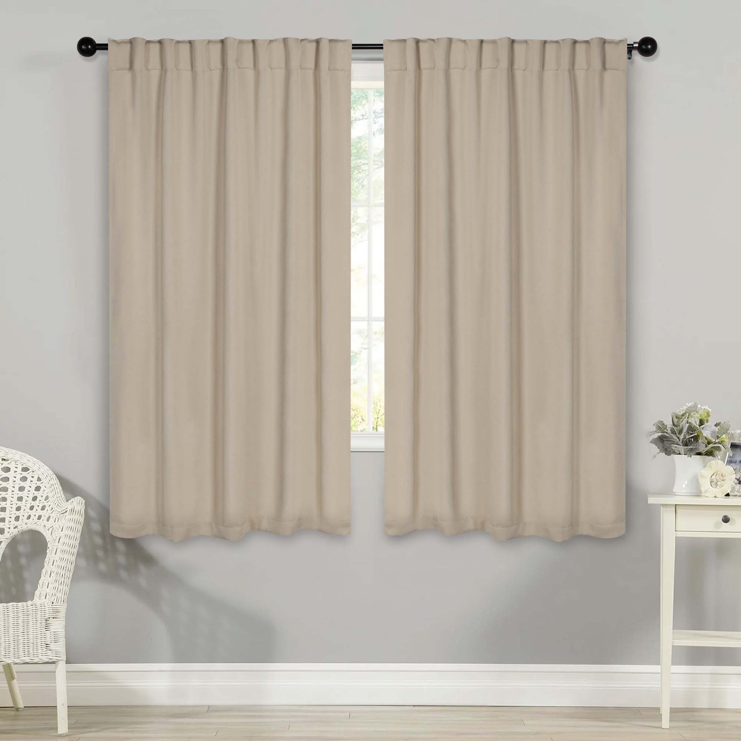 Solid Room Darkening Blackout Curtain Panels. Back Tabs. Set of 2