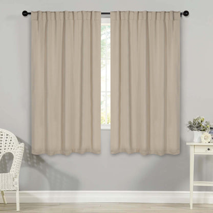 Solid Room Darkening Blackout Curtain Panels. Back Tabs. Set of 2