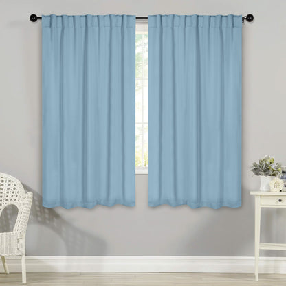 Solid Room Darkening Blackout Curtain Panels. Back Tabs. Set of 2