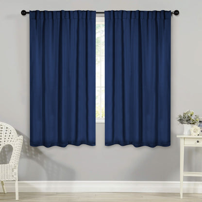 Solid Room Darkening Blackout Curtain Panels. Back Tabs. Set of 2