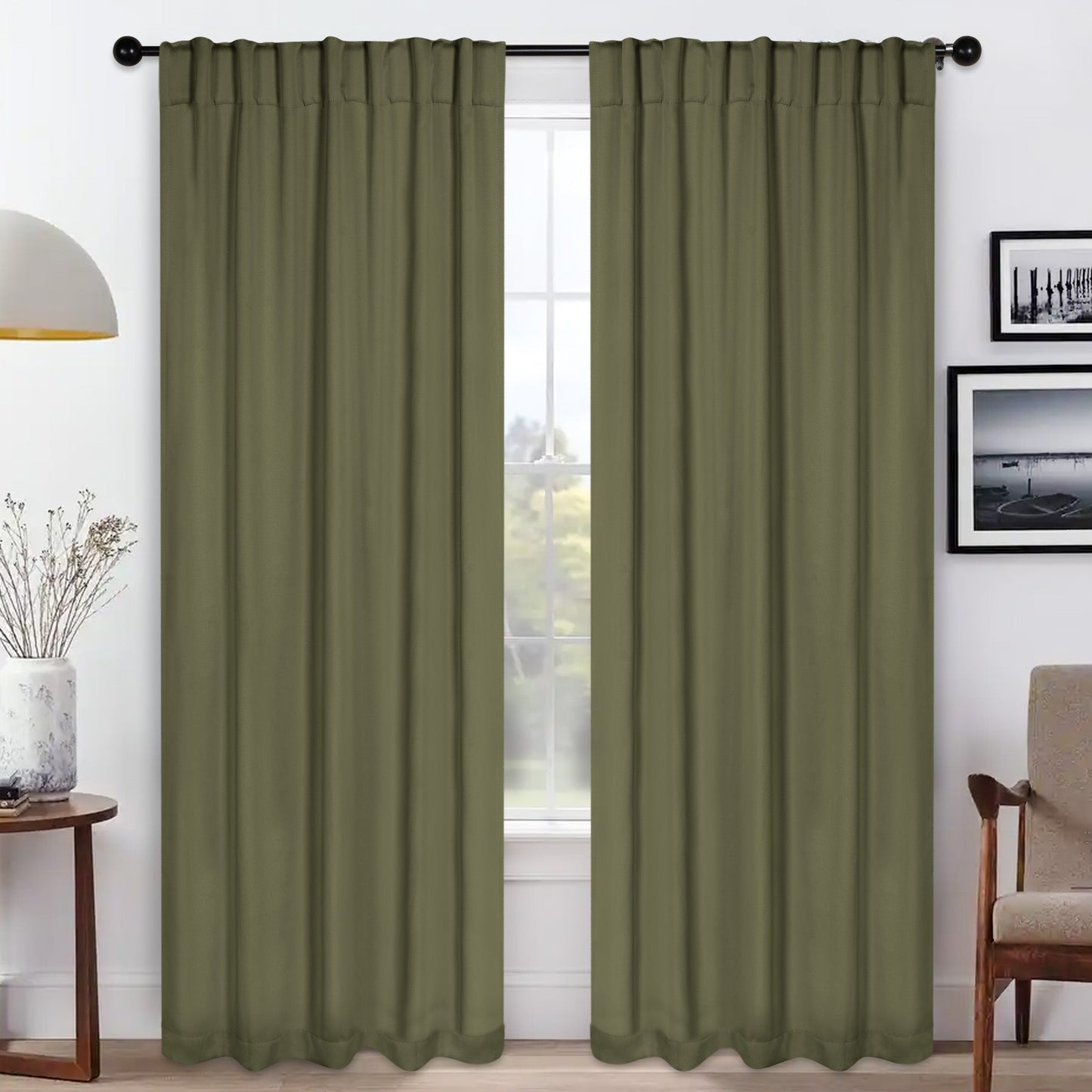 Solid Room Darkening Blackout Curtain Panels. Back Tabs. Set of 2