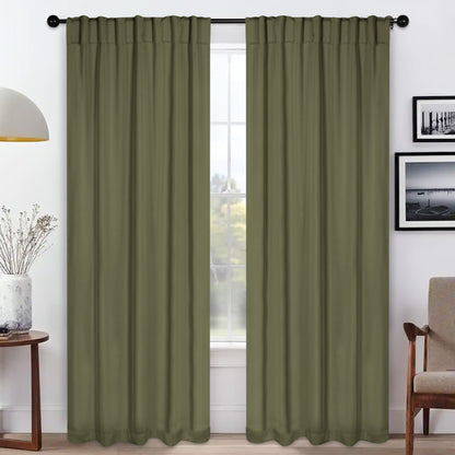 Solid Room Darkening Blackout Curtain Panels. Back Tabs. Set of 2