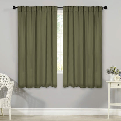 Solid Room Darkening Blackout Curtain Panels. Back Tabs. Set of 2
