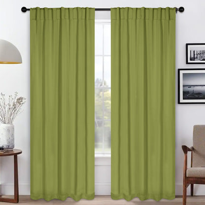 Solid Room Darkening Blackout Curtain Panels. Back Tabs. Set of 2